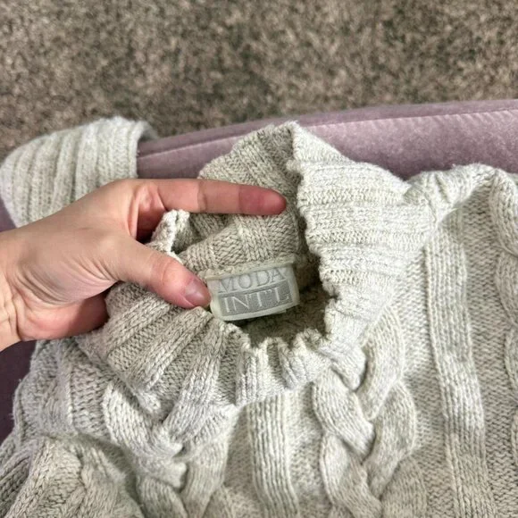 90s preppy girly grunge chunky knit cropped mock neck sweater - Picture 5 of 6